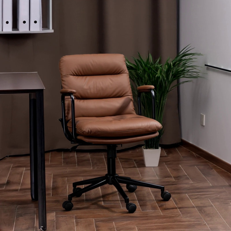 Chaise de bureau, Similicuir brun
