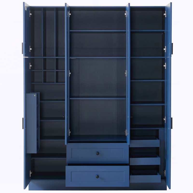 Armoire de rangement avec tiroirs, tablettes réglables, Bleu