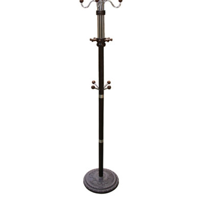 Porte-manteau en bois de 185 cm de hauteur - Multicolore, construction stable, diamètre 55 cm, idéal pour ranger manteaux, vestes, accessoires, chapeaux et foulards.