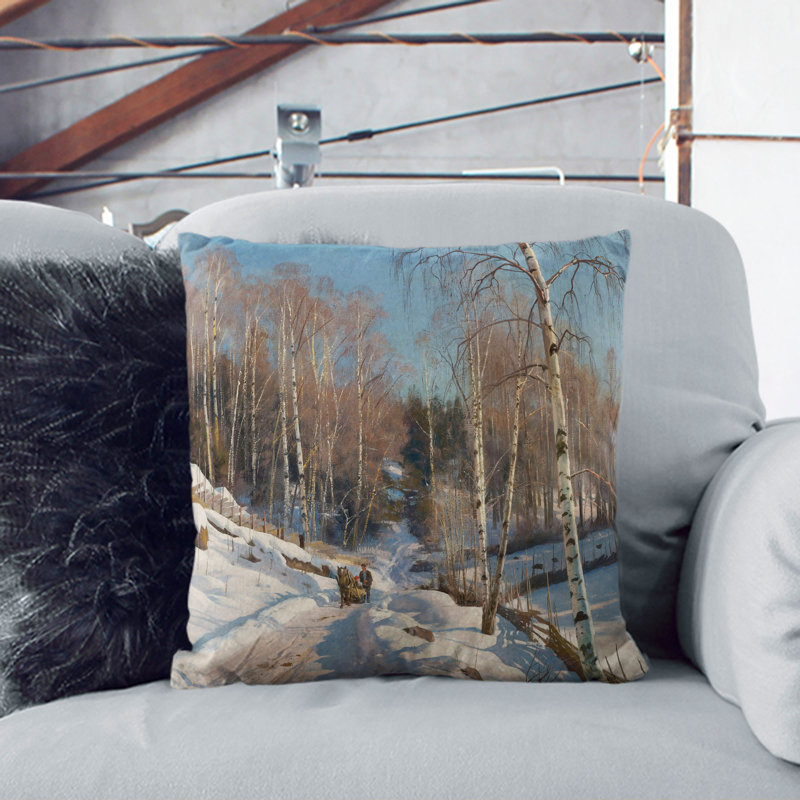 Sleigh Ride on a Sunny Winter Day Scatter Cushion, Black, 40cm H x 40cm W x 15cm D