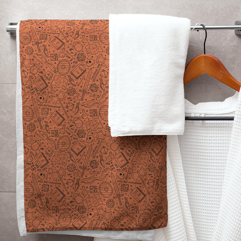 Serviette de bain classique, Orange / Noir