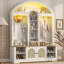 2-Tone Curved Entryway Cabinet With Hooks-1828064404
