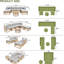 Canapé modulaire de patio à 7 étages - avec coussins et coussins confortables pour l'extérieur gris 7 pièces toutes saisons