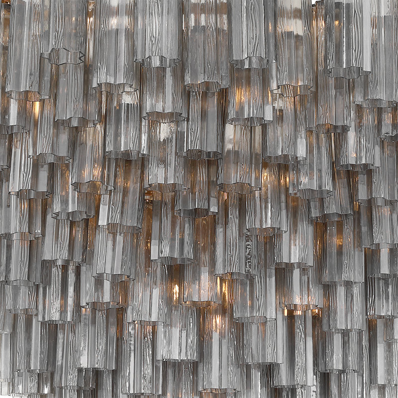 Lustre en laiton vieilli 62 po Sandbach, H 50,5 po x l 62 po x P 62 po, Gris, Doré