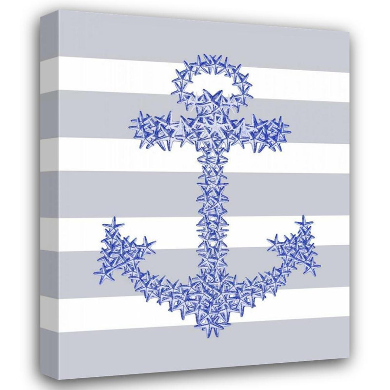 «Breakwater Bay Fab Funky», art sur toile tendue: étoile de mer bleue sur fond gris et blanc, H 24 po x l 20 po
