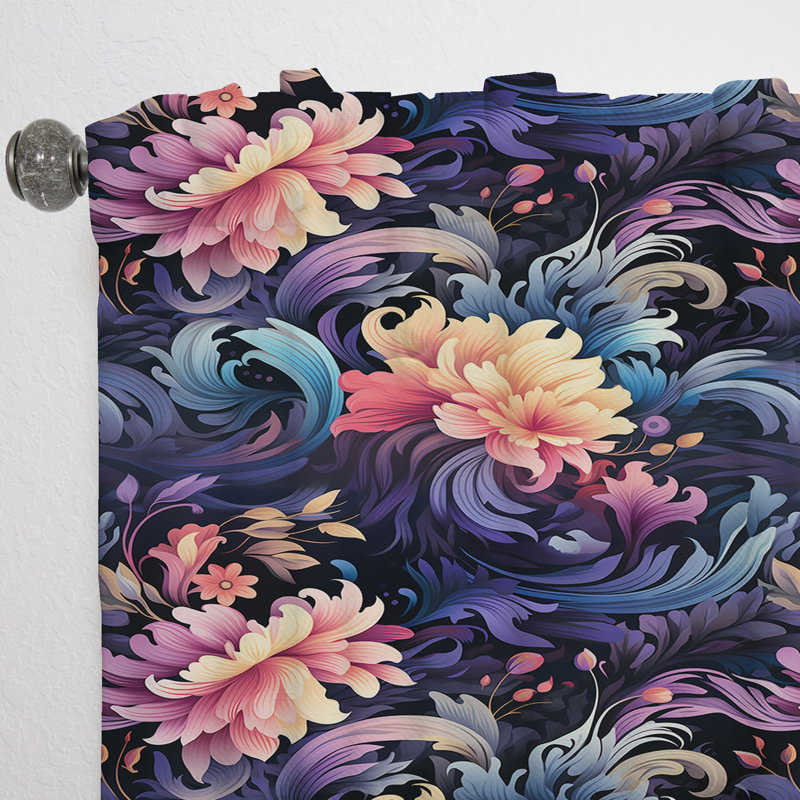 Celestial Blue Damask Mirage I - Rideau damassé - Velours obscurcissant - 1 panneau, L 52 po x L 90 po