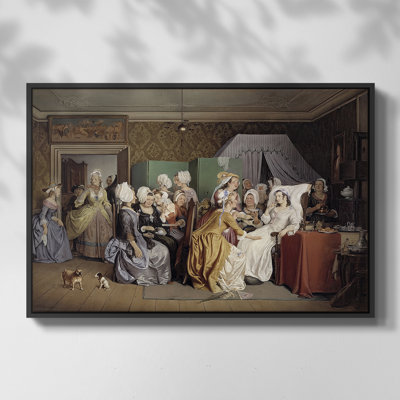 «The Maternity Room» (scène de «Barselstuen» de Holberg), 1845 - Wilhelm Marstrand, toile tendue avec châssis