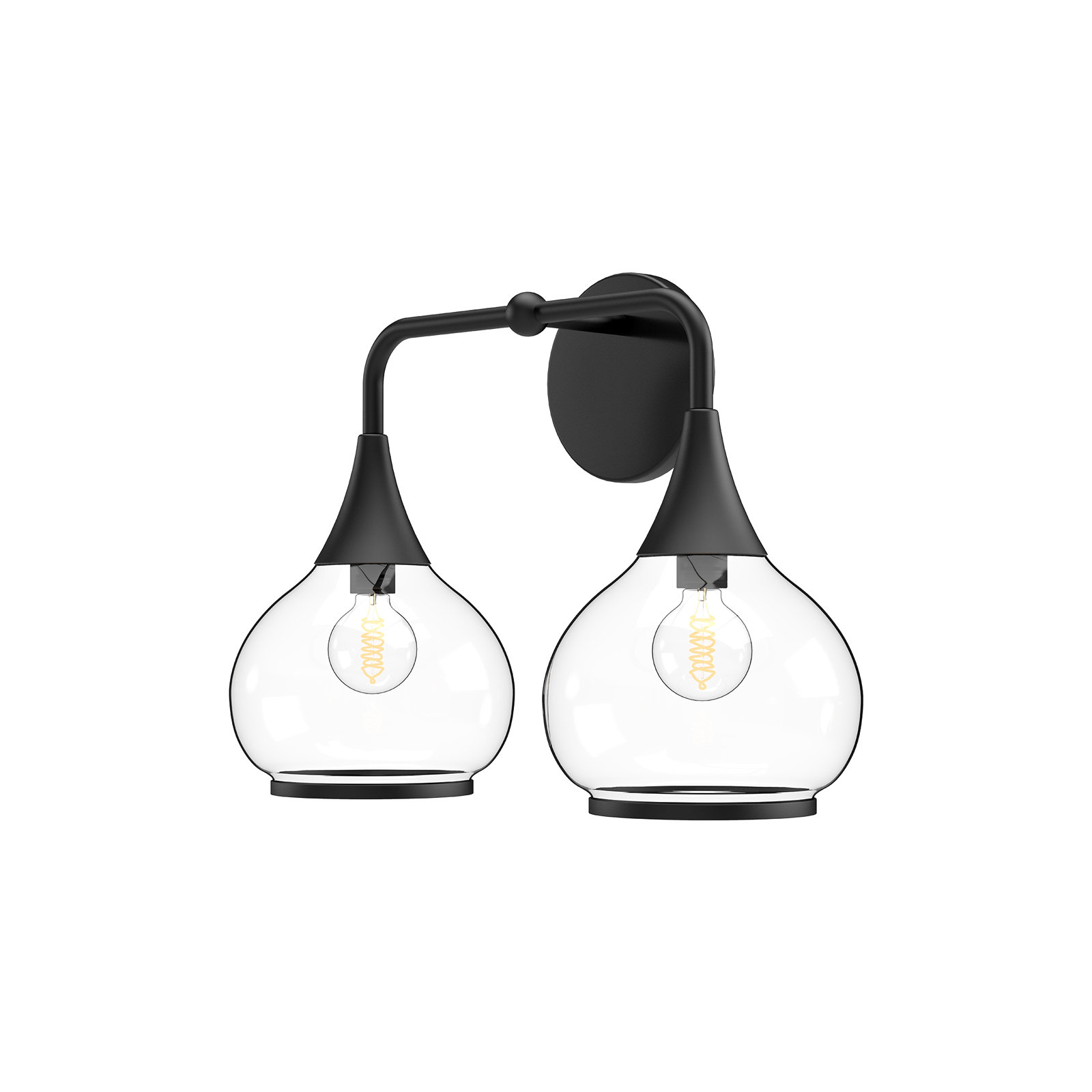 Marsi Vanity Light, 2, Matte Black, Clear Glass