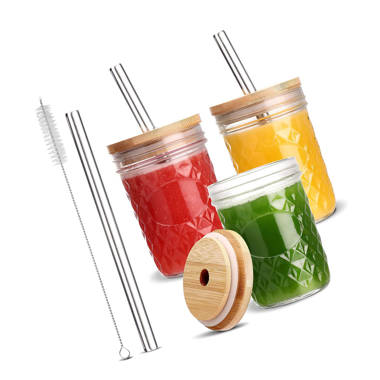 Reusable Glass Cup Glass Jar Bamboo Lids with Hole Straw for Mason Jar Glass  Cup Can Beer Glasses - China Bamboo Mason Jar Lids with Straw Hole and 16  Oz Mason Jars