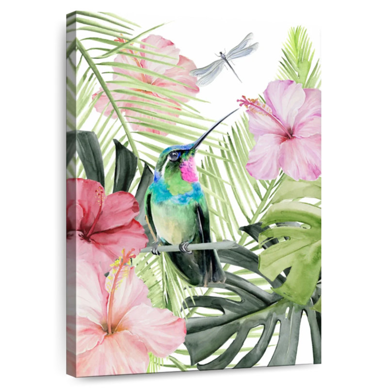 Brampt Hibiscus And Hummingbird II, 30" H x 20" W