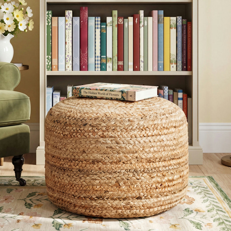 Repose-pieds rond 18 po Teele, Fibres naturelles beiges