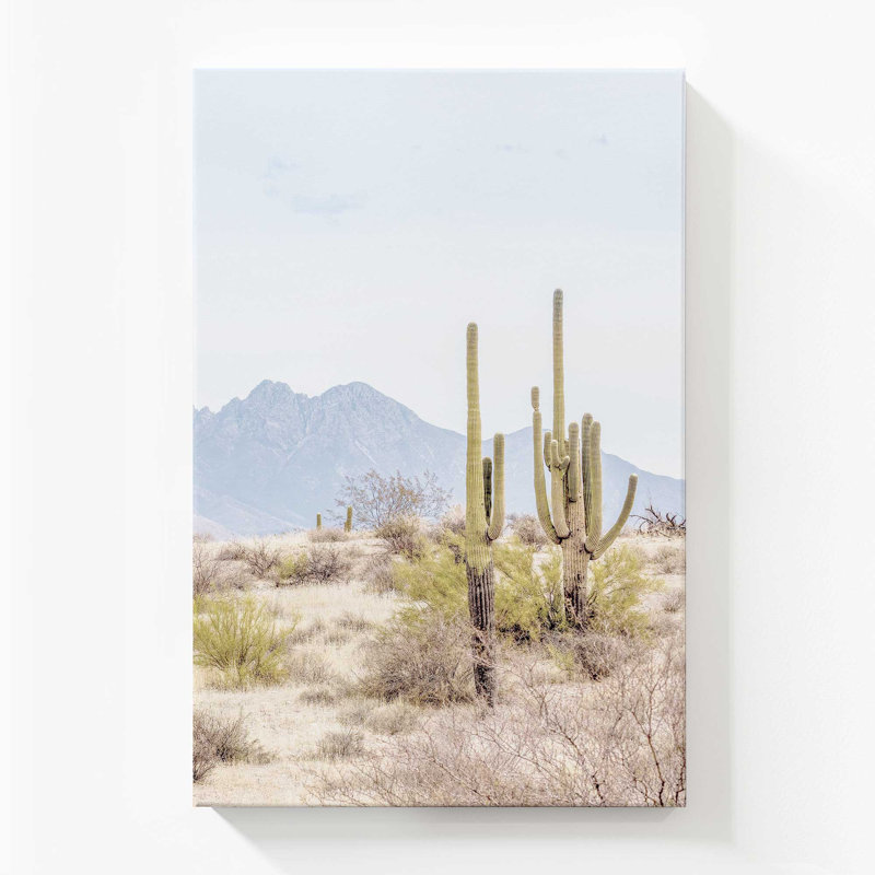Impression sur toile roulée Mountain Cactus Scene, H 72 po x l 48 po x P 1,25 po, Toile tendue