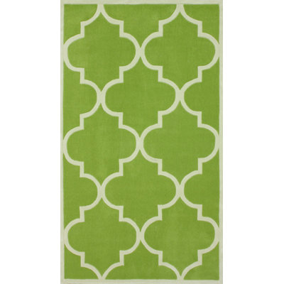 Tapis géométrique vert / ivoire Kleiner