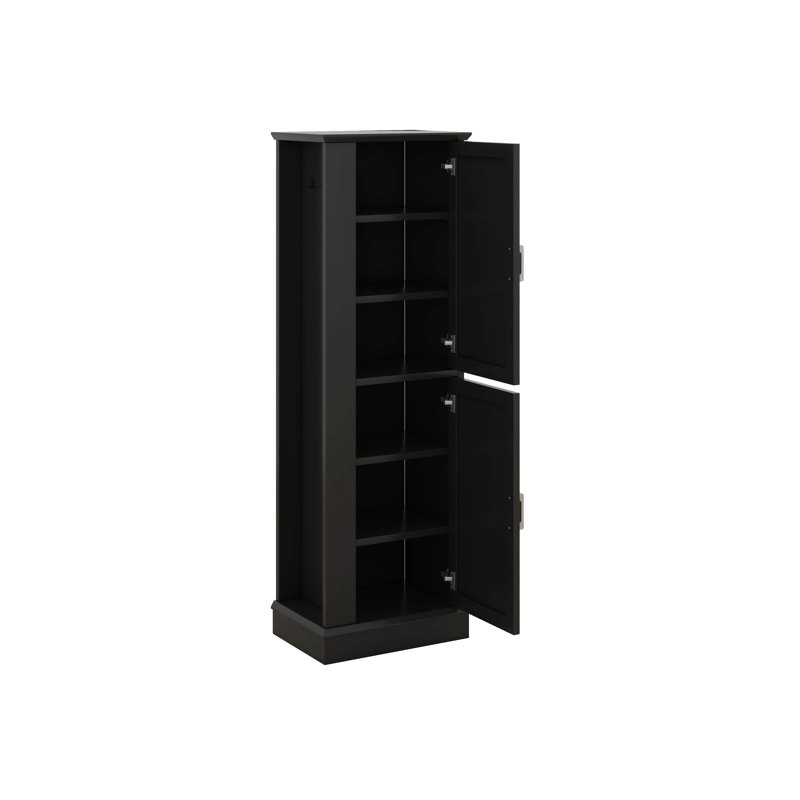Tall Bathroom Storage Cabinet, Freestanding Storage Cabinet With Hook And Adjustable Shelf, Black