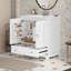Meuble-lavabo de 30 po avec lavabo en céramique, meuble-lavabo à cadre en bois massif avec tablette réglable, tiroir avec cloison, pieds en bois massif-1033878937