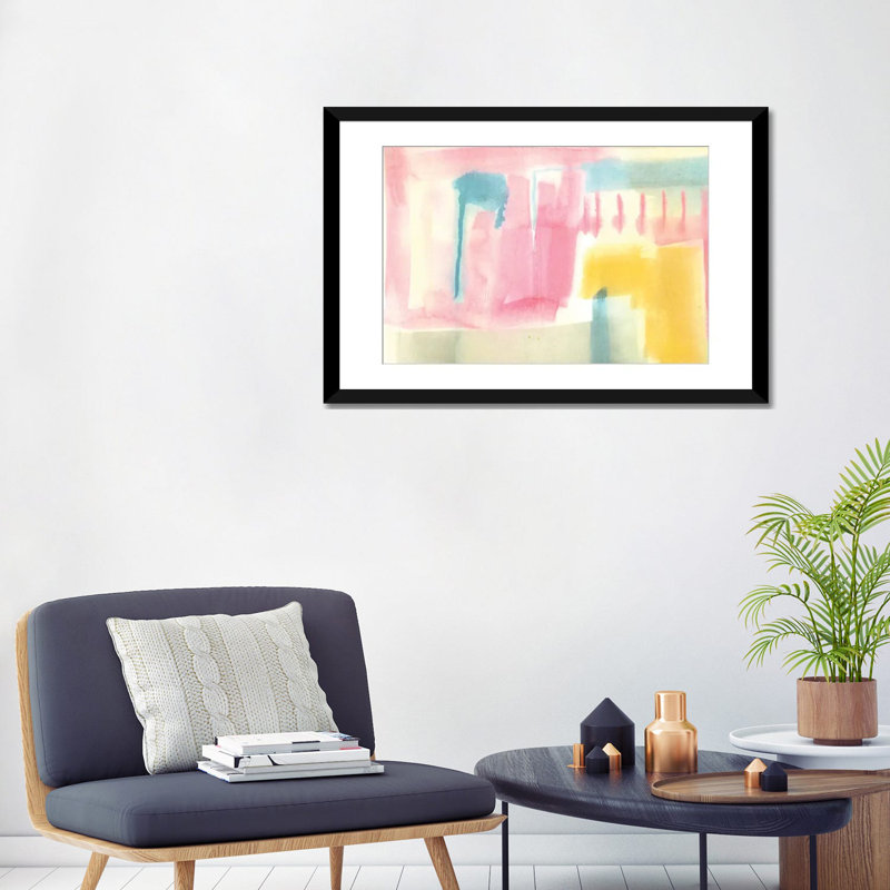«Pastel Luxe III», reproduction sur toile, H 16 po x l 24 po x P 1 po, Papier d'art encadré noir, Blanc
