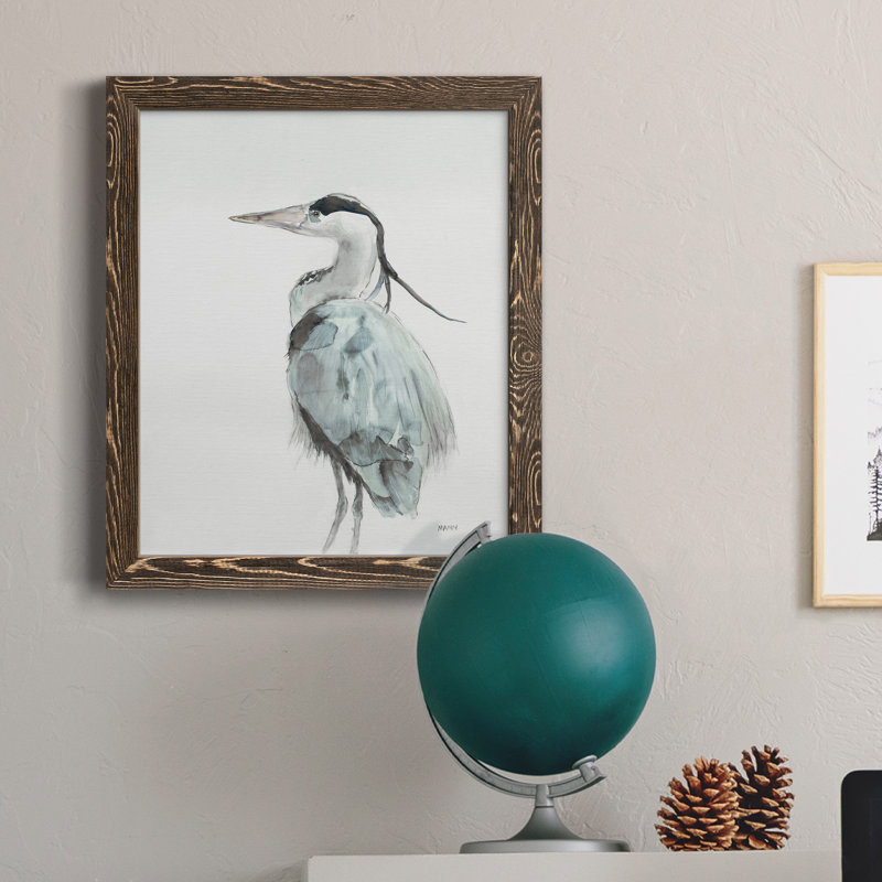 Blue Heron II, reproduction encadrée de qualité supérieure - prête à être accrochée, Papier noyer