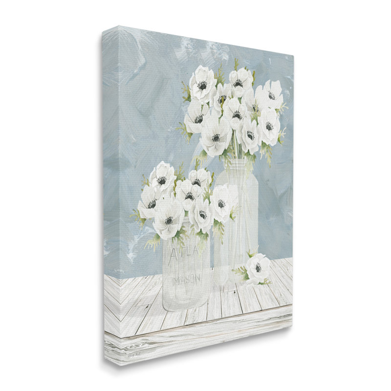 Art de plaques murales bleues de coquelicots blancs à motif champêtre par Cindy Jacobs, H 48 po x l 36 po x P 1,5 po