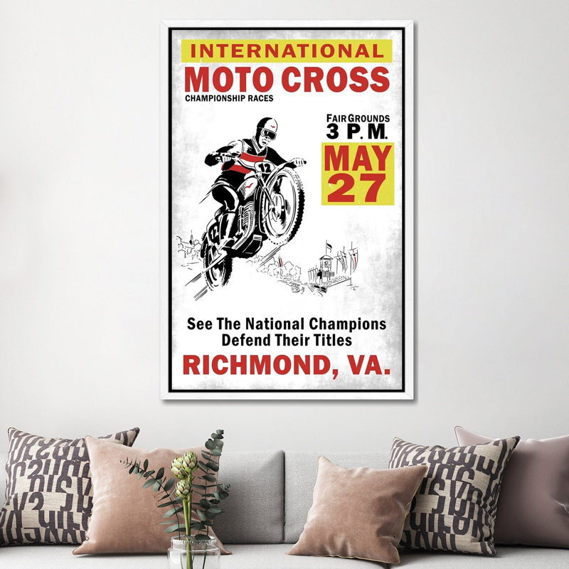 Motocross Richmond VA by Mark Rogan - Print on Canvas, White Framed, 152.4cm H x 101.6cm W x 3.81cm D
