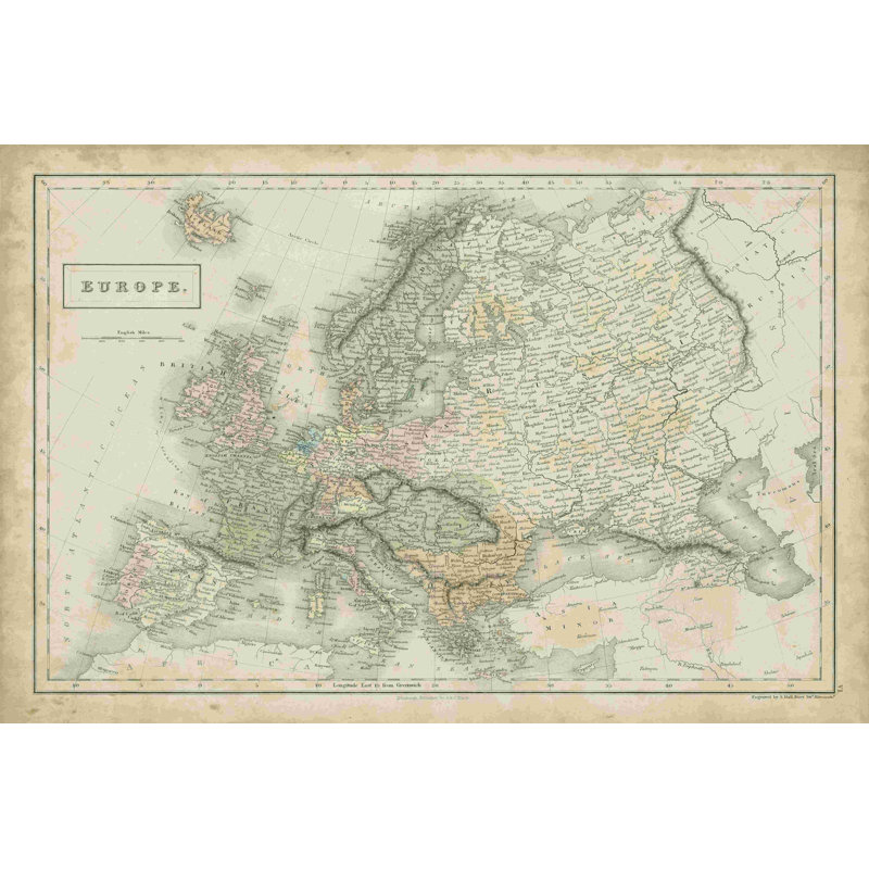 Carte de l'Europe, H 8 po x l 12 po