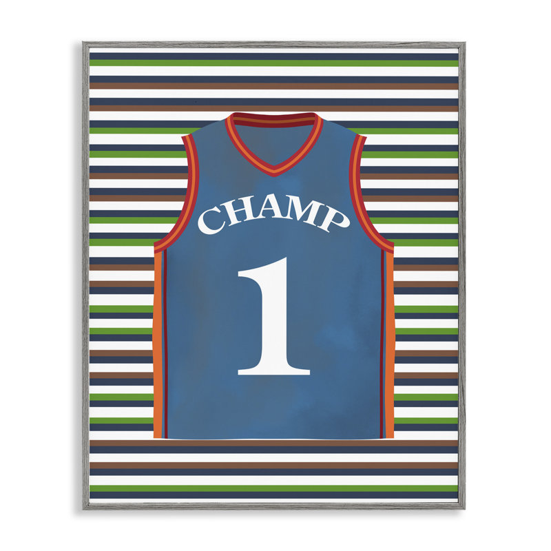 Stripes And Sports Jersey, giclée encadrée, design par Marcus Prime, H 30 po x l 24 po, Estampe numérique Farmhouse