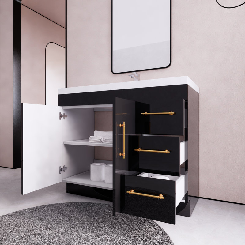 Ensemble de meuble-lavabo simple 42 po Eliza, Noir lustré