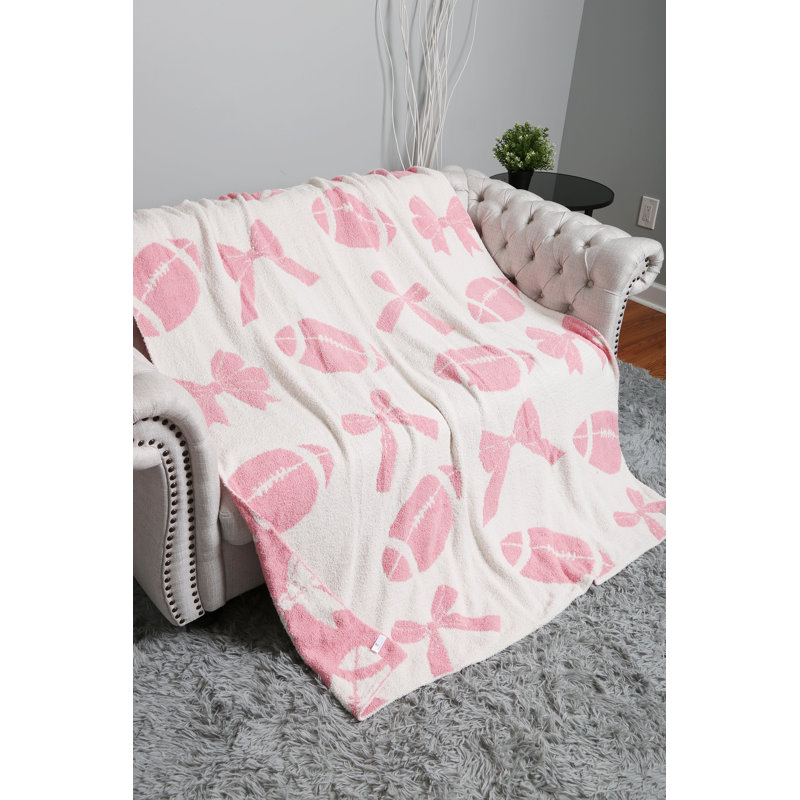 Football Ribbon Luxury Soft Throw Blanket - PINK