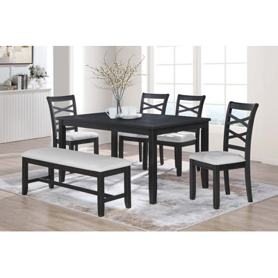 60.4" W 6-PC DINING SET, CHARCOAL