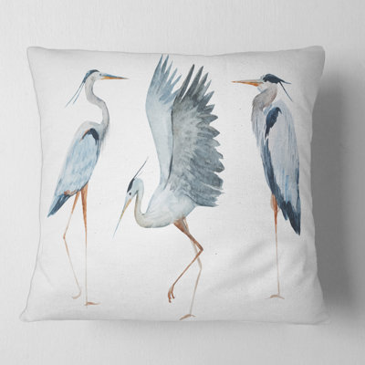 Heron Birds II - Traditional Printed Pillow