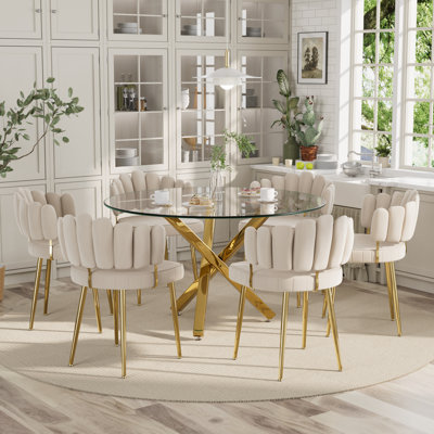 Round Glass Dining Set for 4-6