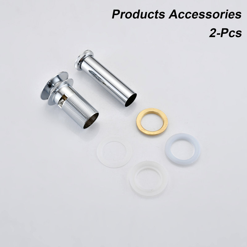 2 Pcs Bathroom Sink Drain With Overflow, Vessel Sink Lavatory Vanity Pop Up Drain Stopper, 304 Stainless Steel, Chrome