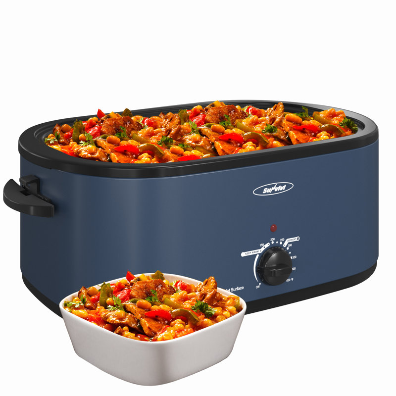 Sunvivi Electric Roaster Oven with Removable Pan, Blue, 24 quarts
