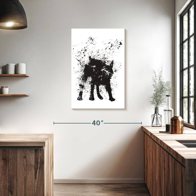 Brampt Black Abstract Dog, 36" H x 24" W