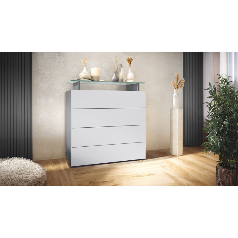 Azaneth Storage Unit Accent Chest, Anthracite/White matt