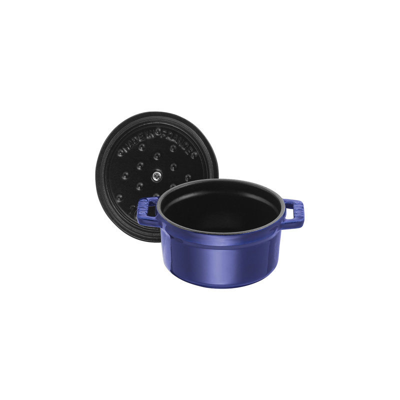 La Cocotte Cast Iron Round Cocotte, Dark Blue, 5.5 quarts