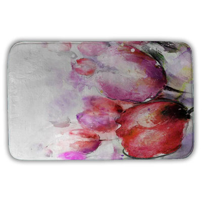 Abstract blurry tulips Bath Mat with Non-Slip Backing - Quick Dry Memory Foam Bathroom Rug - Absorbent - Modern Plush Spa-Style - Machine Washable