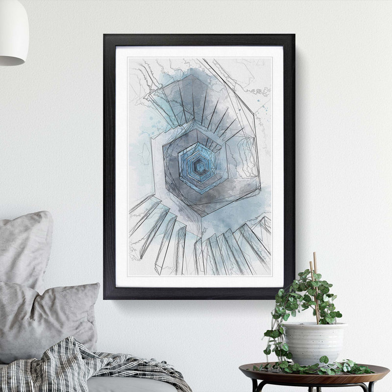 Endless Staircase in Abstract - Picture Frame Graphic Art Print on MDF, Black Framed, 87cm H x 62cm W x 2cm D