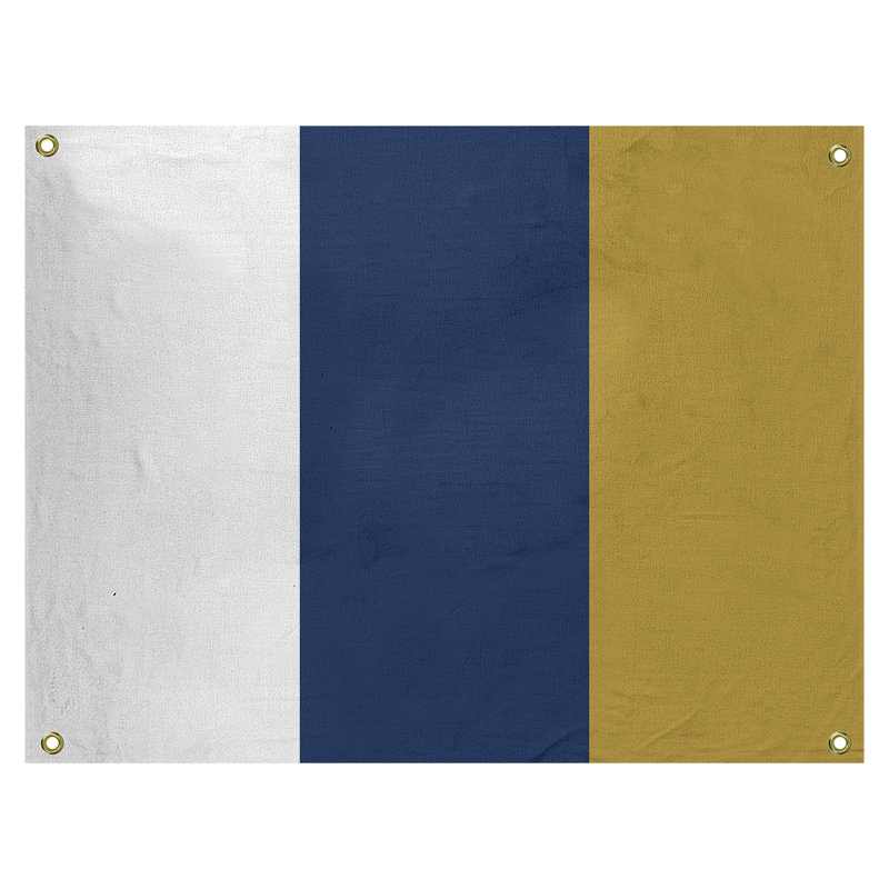 Tapisserie de polyester Baltimore, Milwaukee, H 50 po x l 59 po x P 1 po, Blanc / bleu marine / or