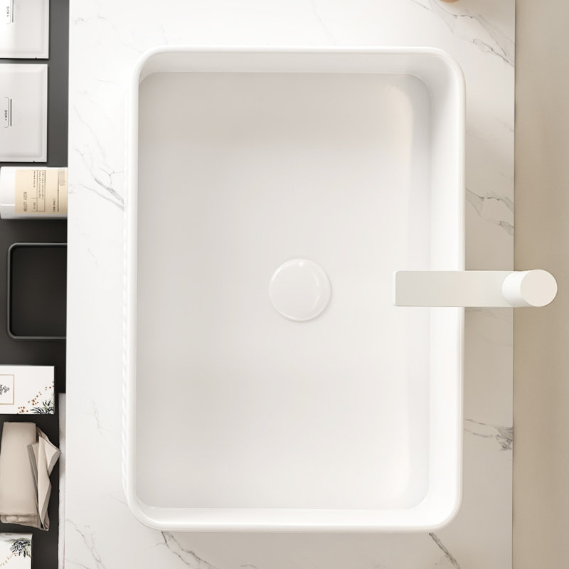 Lavabo vasque de salle de bain en céramique blanche de 20 pouces sans armoire, durable et lavabo, trou de robinet de 1,38 pouce, drain extensible avec couvercle de trou, lavabo scandinave avec durabilité à long terme, moderne