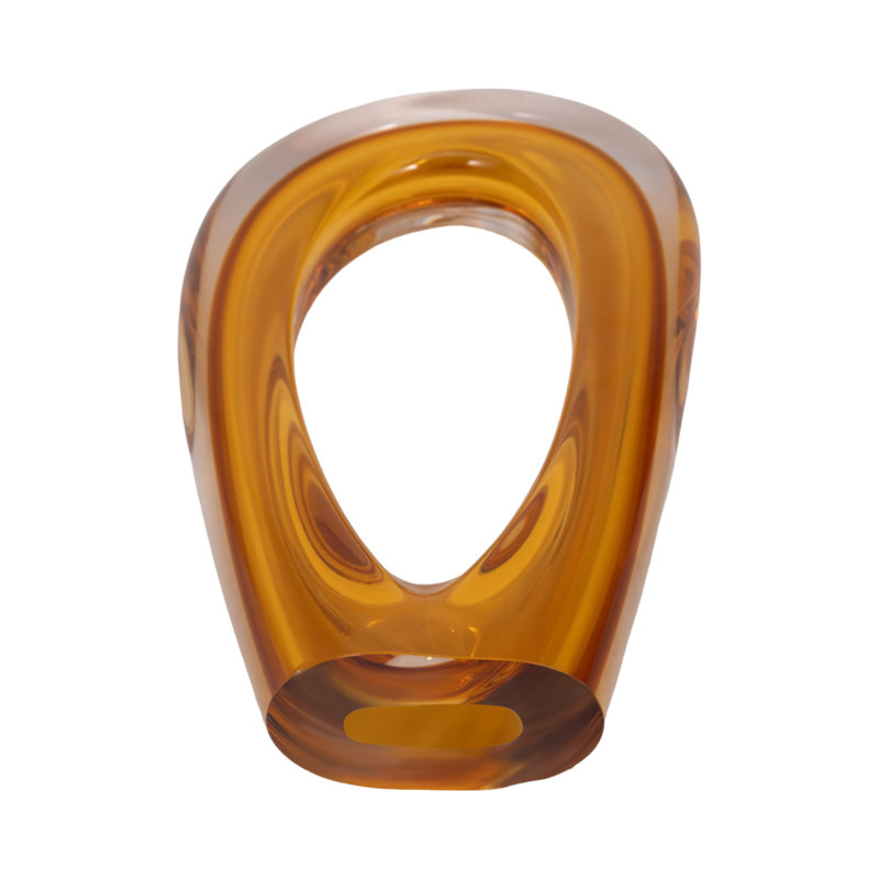 Zuri Cutout Amber Art Glass, 12" H x 7" W x 3" D