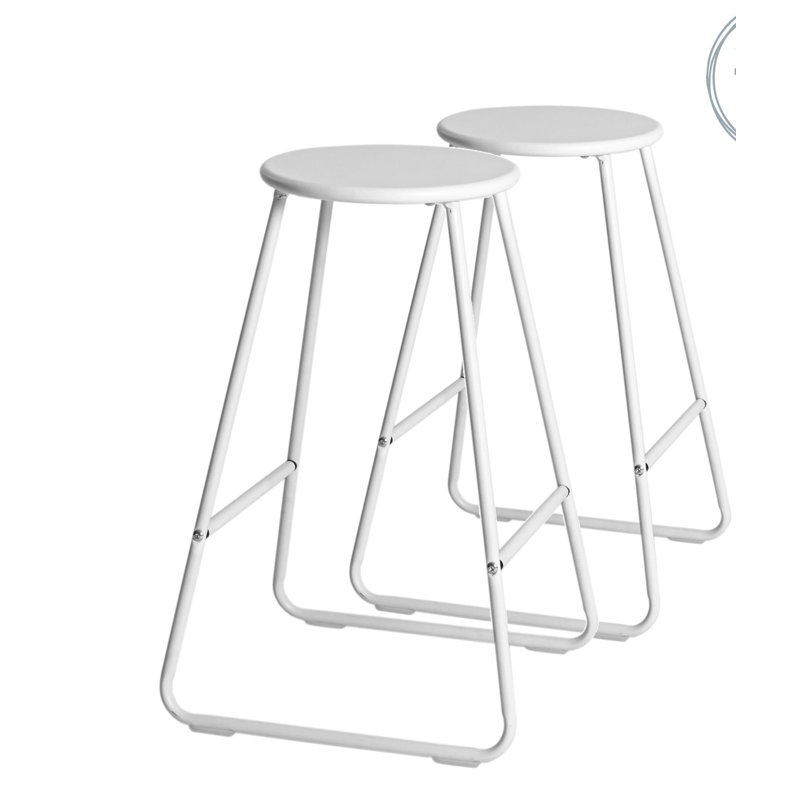 Counter Stool with Metal Frame, White, White