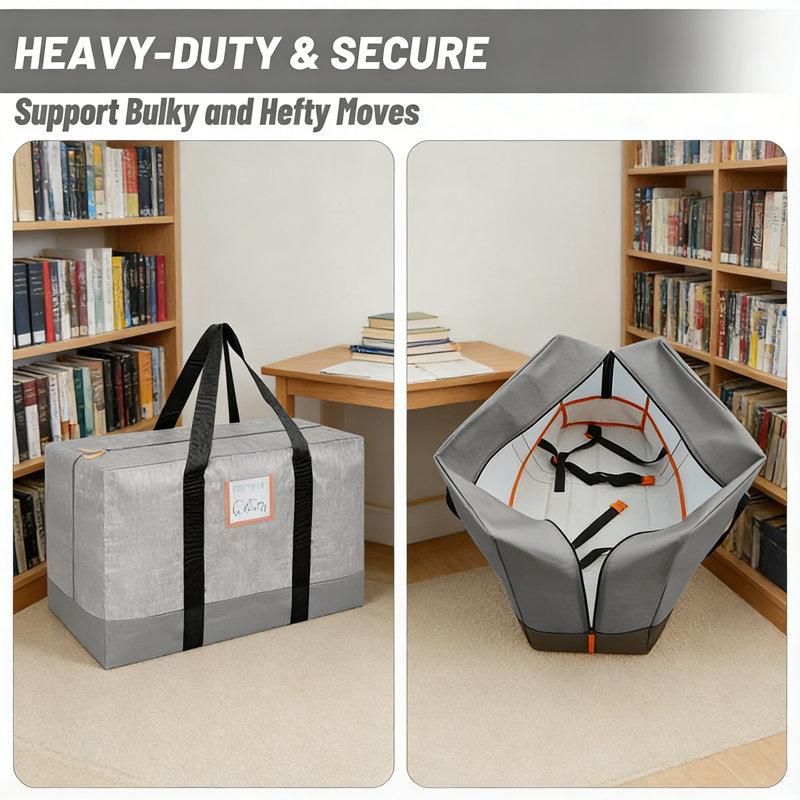 Heavy Duty Moving Bags With 115Lb Capacity - 4 Pack Large Storage Totes With Internal Compression Straps, Reinforced Handles, Waterproof Surface - Alternative To Cardboard Moving Boxes