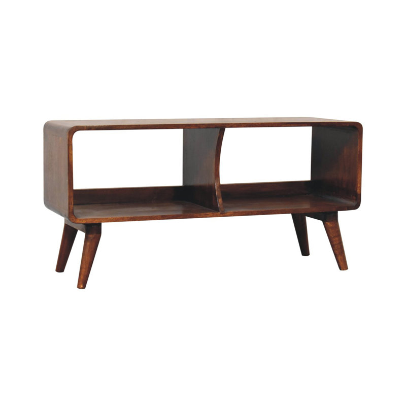 Solid Wood Curved Chestnut Double Slot Media Unit