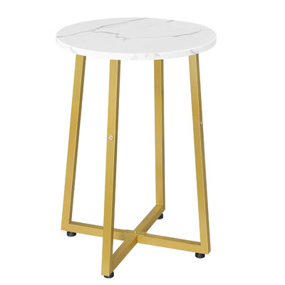 Table d'appoint ronde avec piédestal en métal robuste pour les petits espaces
