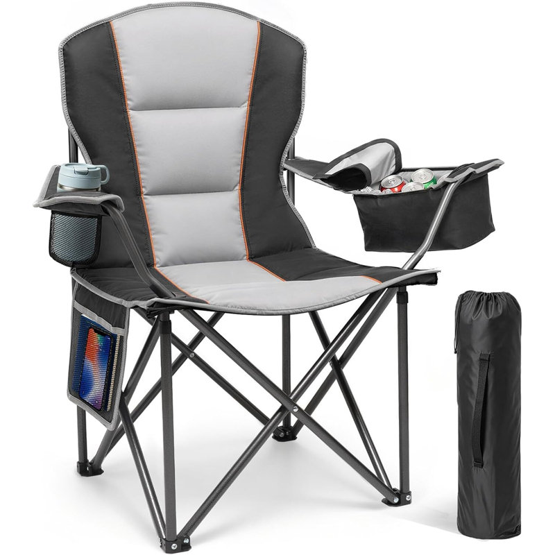 Chaise de camping pliante surdimensionnée, chaises portatives robustes avec sac de transport et épaississeur Oxford 600D, 1