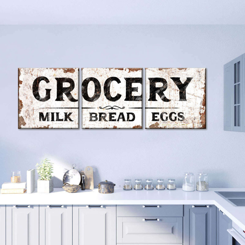 " Vintage Grocery Sign " 3 - Pieces, 36" H x 110" W x 1.25" D