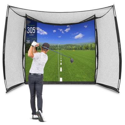 GoSports Range Cage 10 ft x 8 ft Golf Practise Hitting Net with Simulator Impact Screen