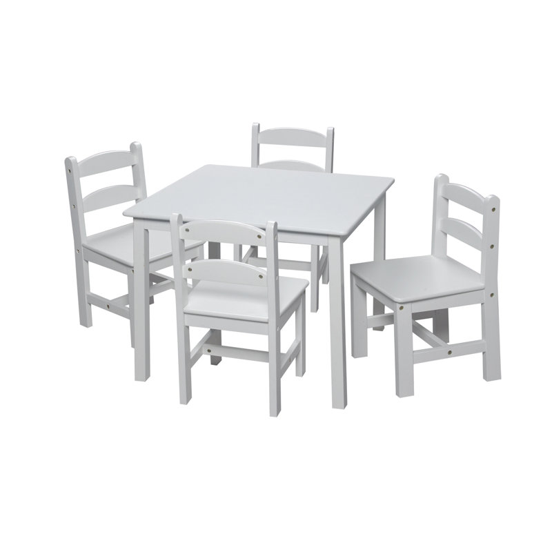 Culleen Kids 5 Piece Play Or Activity Table and Chair Set, White