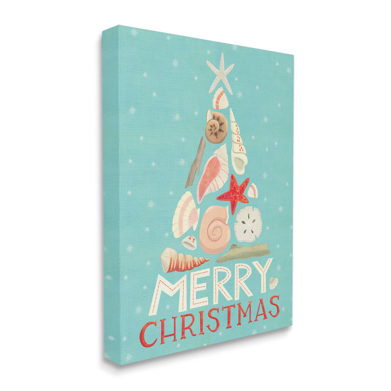 «Merry Christmas Nautical Holiday Tree Beach Polka Dots» par Laura Watson - impression sur toile, H 48 po x l 36 po