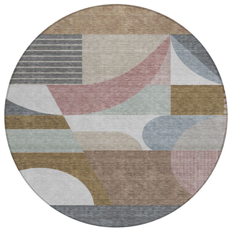 Aeleth Mocha Washable Indoor-Outdoor Rug - , 2'3" x 7'6"